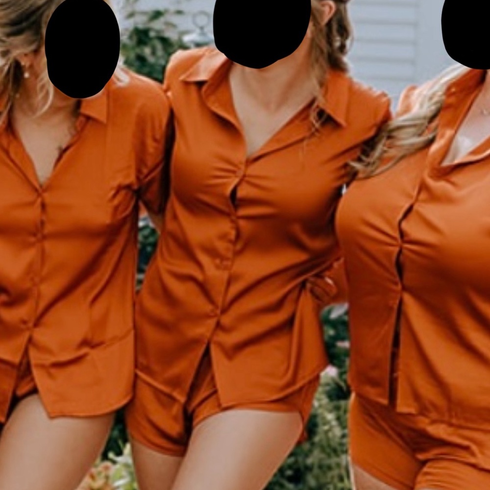 Satin burnt orange pj set (S)
